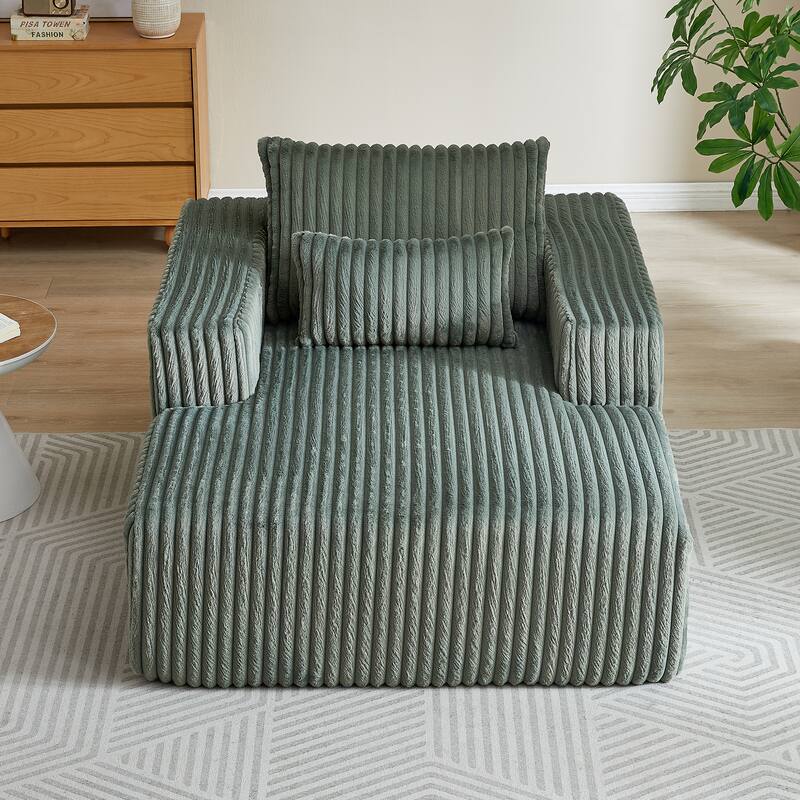 62.5-Inch Corduroy Modular Sleeper Sofa Bed with Removable Footrest