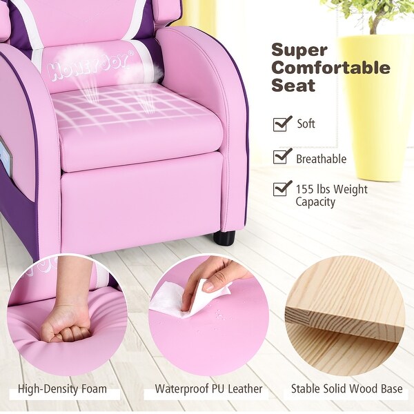 Kids Recliner Chair Gaming Sofa PU Leather Armchair w/Side Kids Recliner Chair Gaming Sofa PU Leather Armchair w/Side