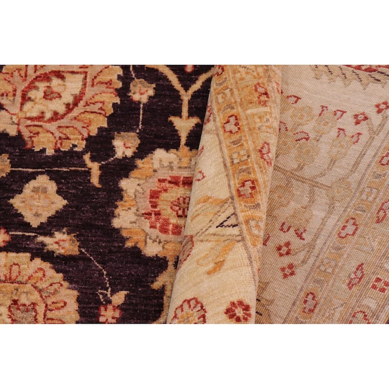 Classic Ziegler Florene Aubergine Ivory Hand-Knotted Wool Rug - 11'8'' x 14'8''