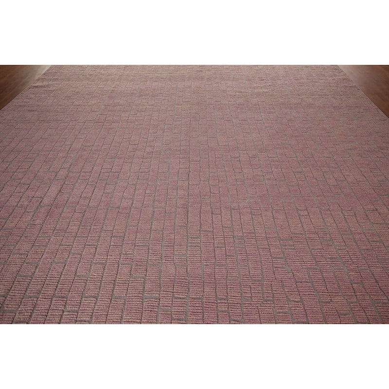 All-Over Pink Moroccan Oriental Large Area Rug Handmade Wool Carpet - 11'8"x 17'9"