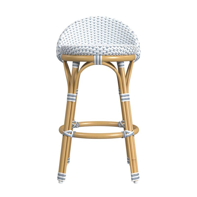 Tobias Outdoor Rattan and Metal Low Back Counter Stool