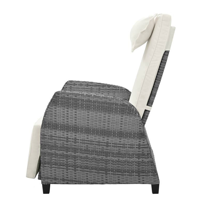 3-Piece Outdoor Patio Wicker Recliner Chair Set with Tempered Glass Table