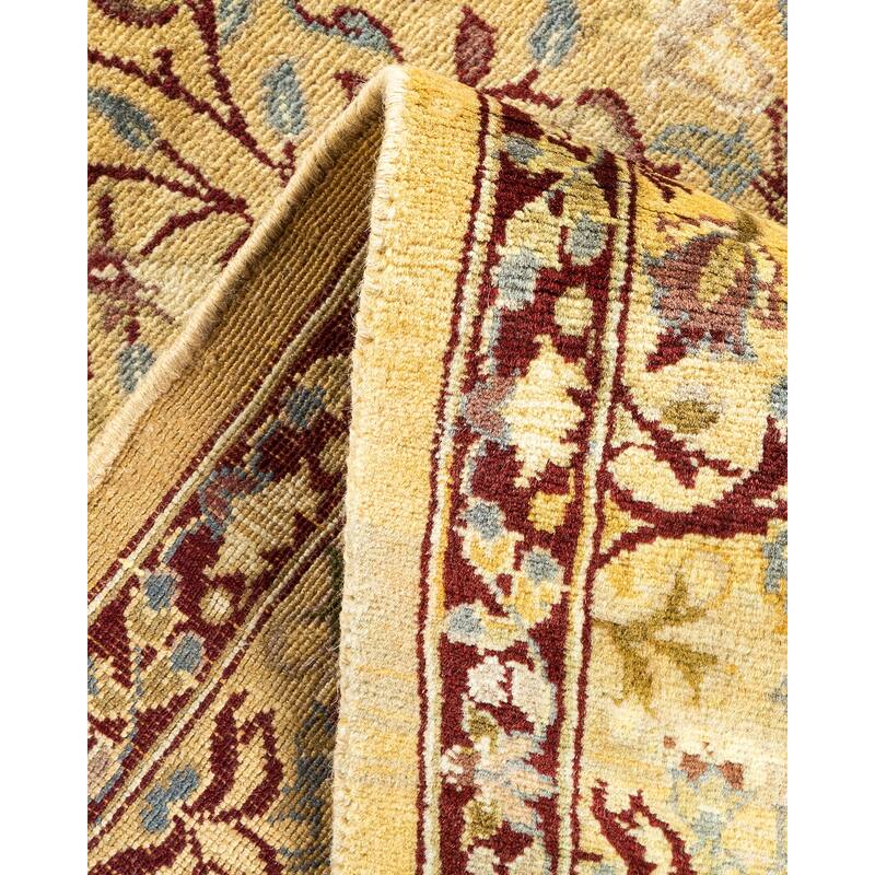 Overton Handknotted Wool Traditional Oriental Yellow Area Rug - 4' x 6'