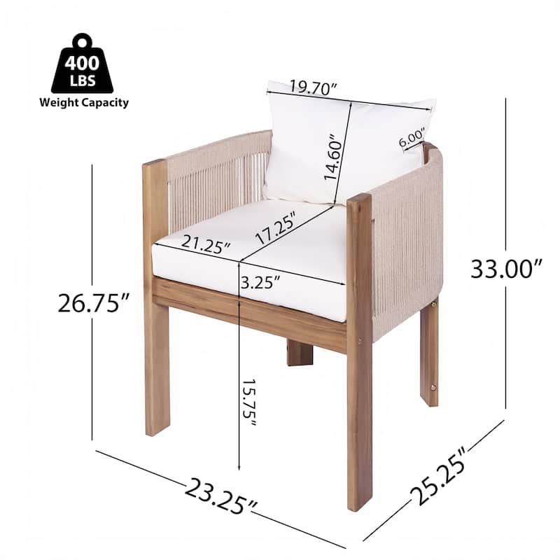 Christopher Knight Home - Aurelia Modern Acacia Wood Outdoor 9-Piece Dining Set with Woven Rope Back Chairs and Cushions