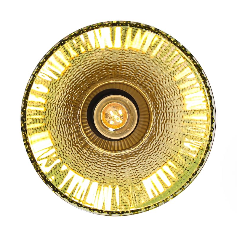 8" Wide Vintage Gold 1-light Green Glass Pendant Light