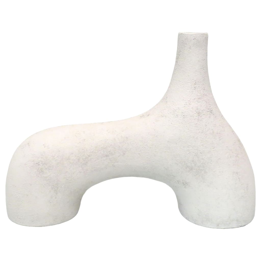 Modern Metal Vase Modern Sculptural Design for Home Decor - 10" Ivory