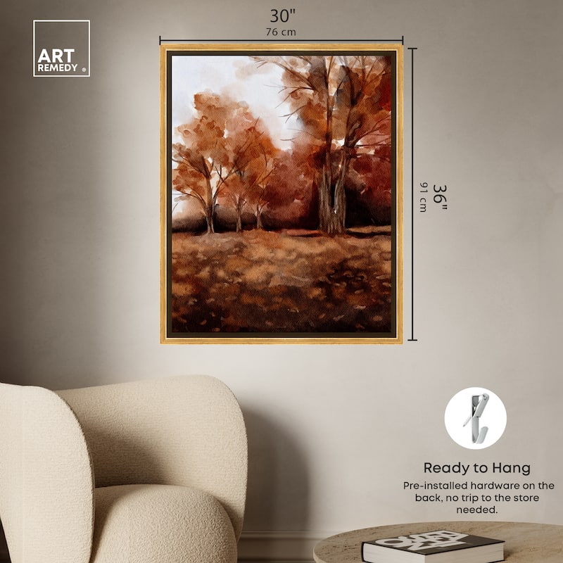 Art Remedy November Landscape Framed Landscape 1 Piece Canvas Wall Art Watercolor Style