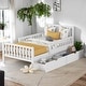 preview thumbnail 1 of 6, Wood Platform Bed with 3 Guardrails and 2 Drawers