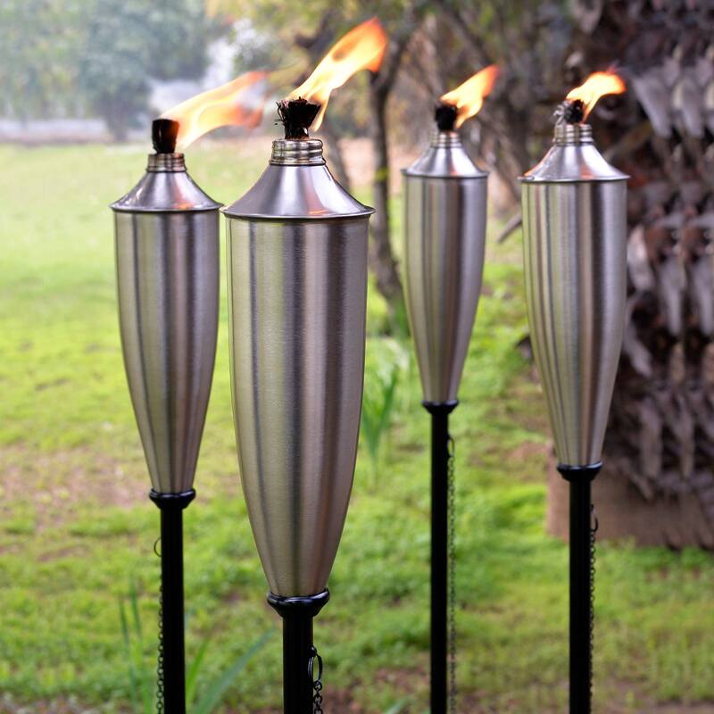 Deco Home Set of 4 Garden Tiki Torch Citronella Metal Outdoor Torch - 60inch