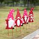 Glitzhome Set of 4 Metal Valentine's LOVE Gnome Yard Stake Hanging Sign
