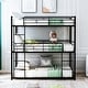 preview thumbnail 3 of 7, Black Metal Twin Size Triple Bunk Bed with Ladder