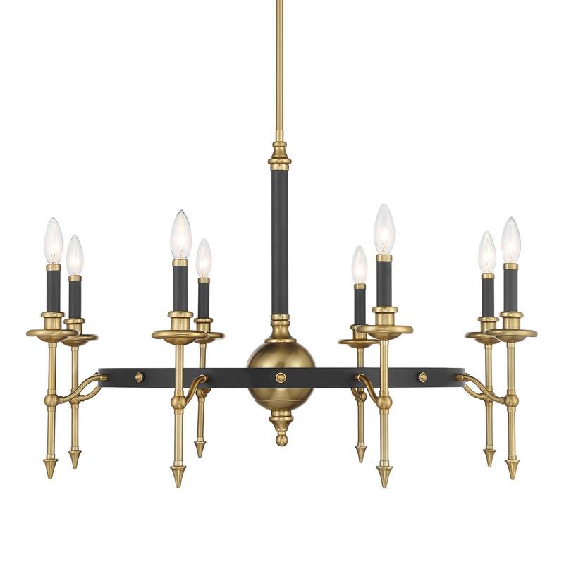 Savoy House 1-9512-8 Consulate 8 Light 34" Wide Taper Candle Style - Matte Black / Warm Brass