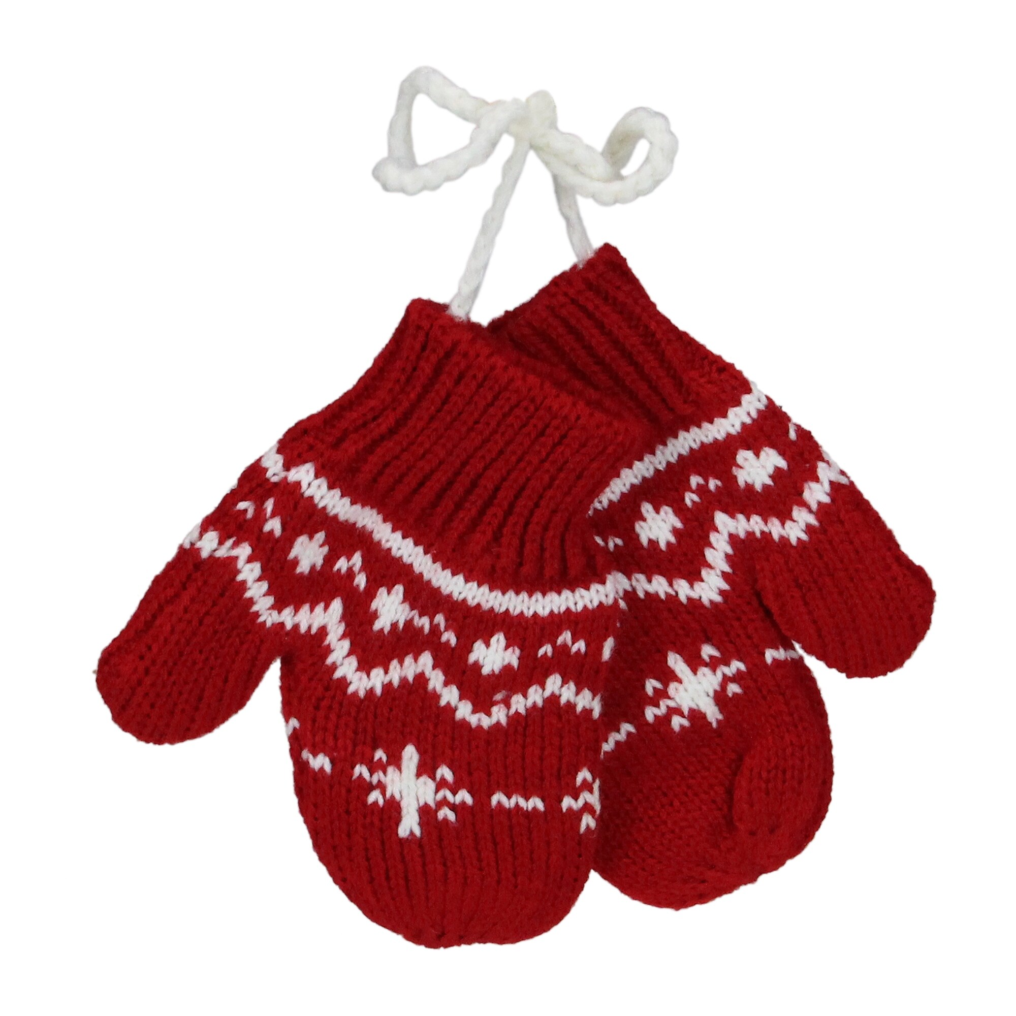 Shop 5 Red And White Knitted Snowflake Mitten Christmas Ornament