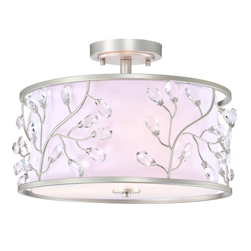 Lala Crystal Semi Flush Mount Ceiling Light Satin Silver Finish 3-Light - N/A