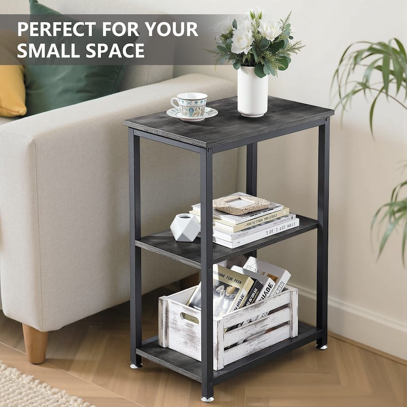 Javlergo Set of 2 End Side Table with 3-Tier Storage Shelf
