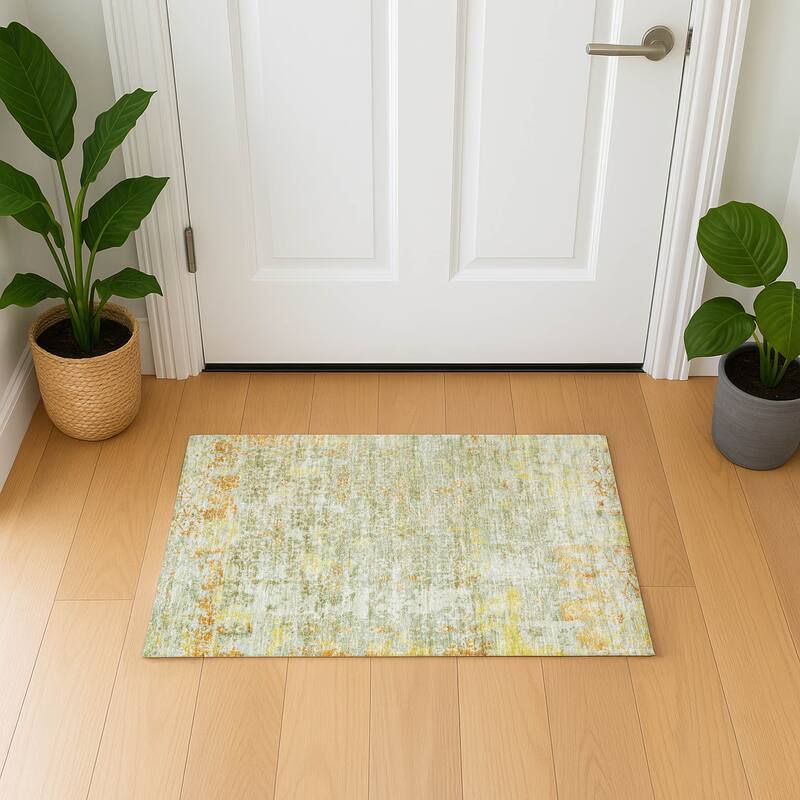 Premium Washable Super Soft Traditional Vintage Mayfield Rug - Sage - 1'8" x 2'6"