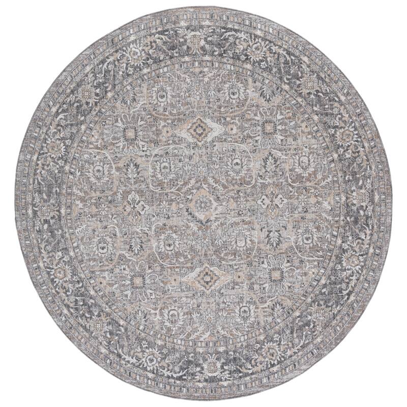 SAFAVIEH Finley Ayser Traditional Rug - Grey/Light Grey - 6'7" Round