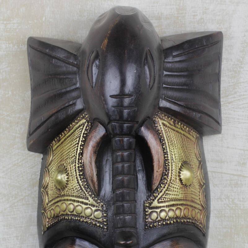 Handmade The Elephant Is My Friend African Wood Mask (Ghana)