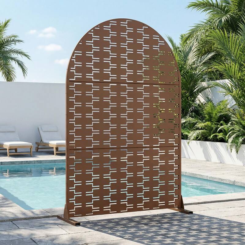 72" H×47"W Dovelina Black Outdoor Freestanding Metal Privacy Screen Decorative Garden Fence
