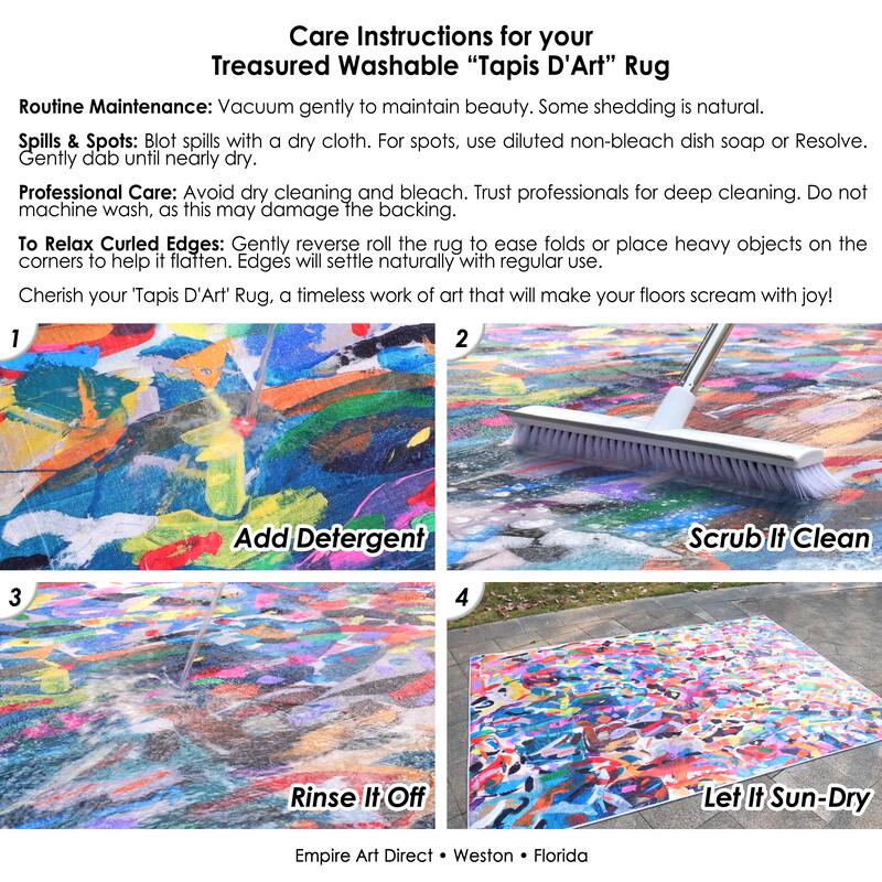 Graffiti Tangle I Abstract Washable Art Area Rug size 5'x8', Power-loomed, Non Slip Rug, Soft Rug for Living Room,Bedroom,Office