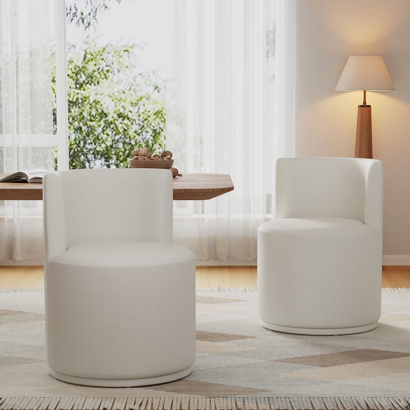 Roomfitters Modern Swivel Upholstered Side Chair for Vanity or Living Room, Beige Fabric