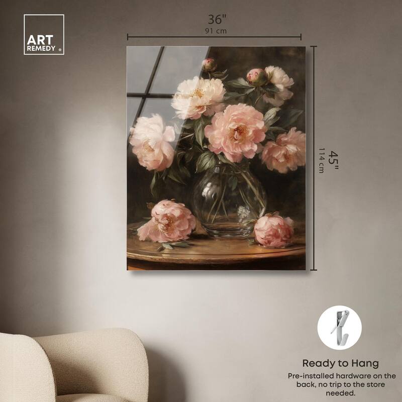 Vintage Velvet Vase Acrylic by Art Remedy, Ready to Hang