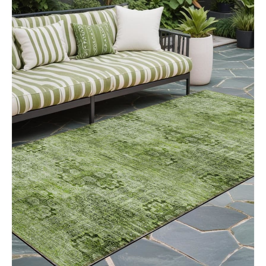 Almoro Graceful Floral Weather Resistant Timeless Fusion Runner Outdoor Rug