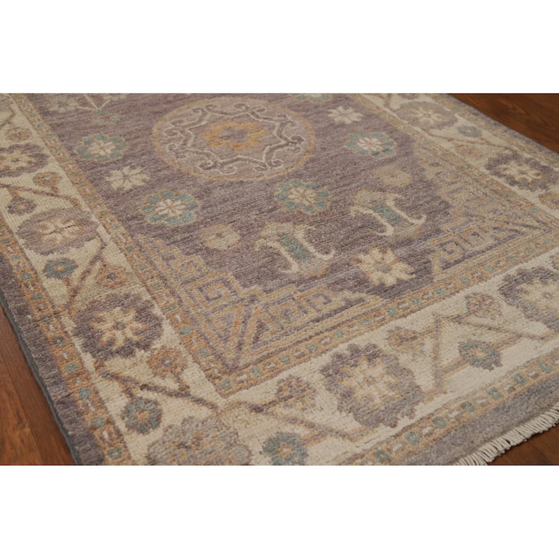 Hand Knotted Oriental 100% Wool Carpet Transitional All-Over Greys & Charcoal Oushak Runner Rug - 13' 1'' X 2' 10''
