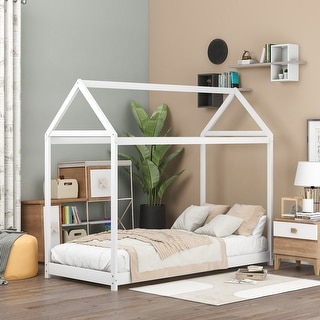 Twin Size Wooden House Bed Platform Bed Frame for Kids Bedroom