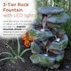 preview thumbnail 4 of 8, Alpine 22-in. Outdoor 3-tier LED Rock Waterfall Fountain