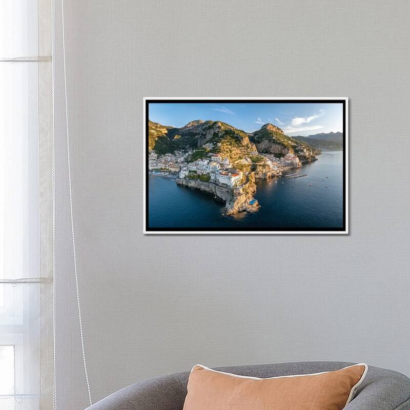 iCanvas "View Of The Amalfi Coast With The Towns Amalfi And Atrani, Gulf Of Naples, Italy" by Jan Becke Framed Canvas Print