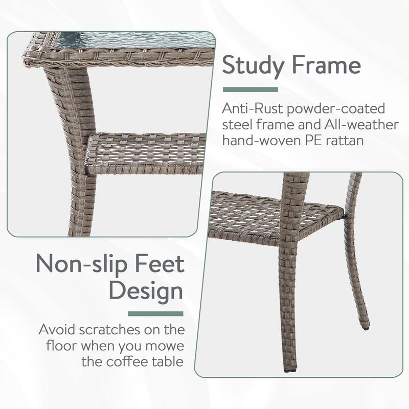 Outside Sofa with Patio Glider Chair, Rocker Chair Table - Grey