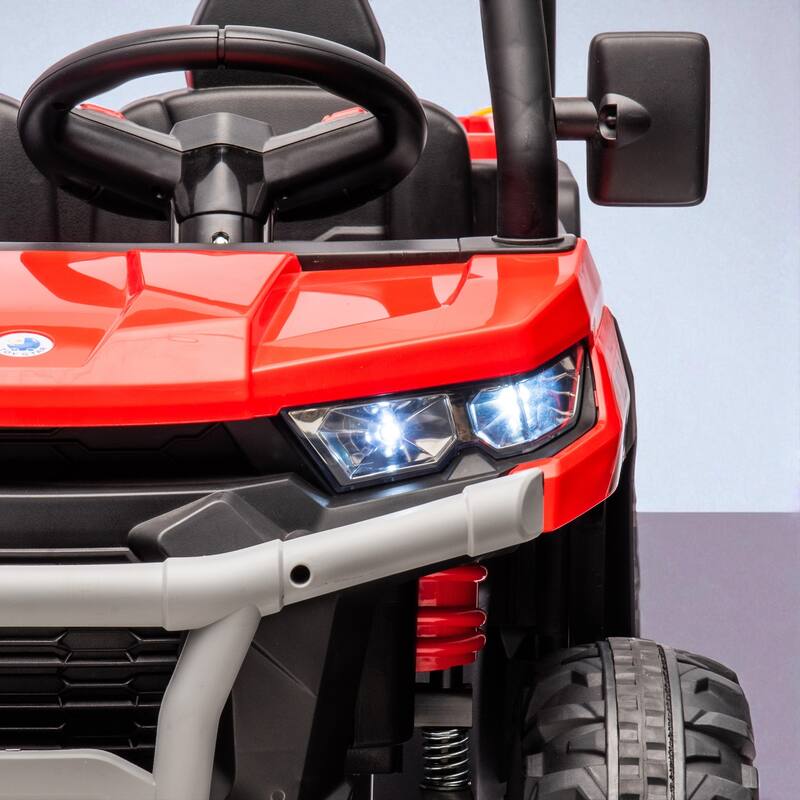 24V Two-Seater Ride-On Dump Truck with Remote Control, 2x200W Motor, Dump Bed/Shovel, Bluetooth, MP3 for Kids 3-8