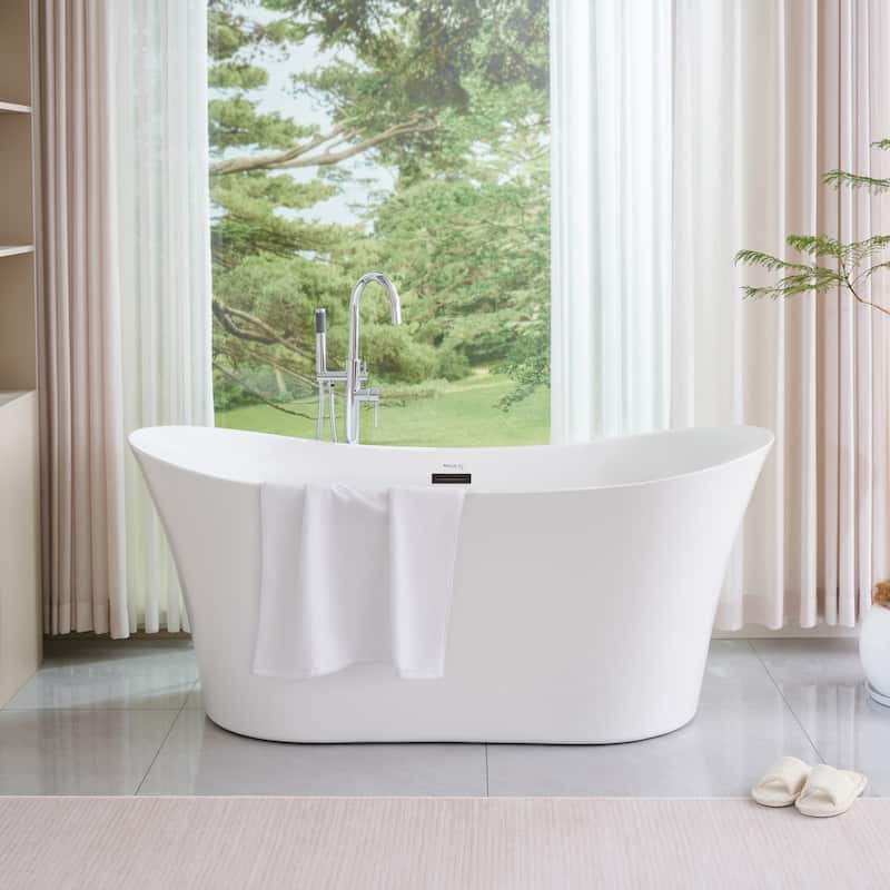 Vanity Art 67 inch Acrylic Freestanding Soaking Bathtub