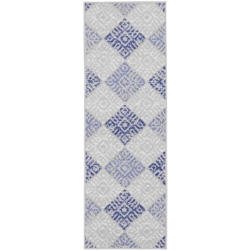 Jotu Distressed Geometric Abstract Modern Non Skid Stain Resistant Area Rug By HomeRoots - 96' X '24' X '0.39