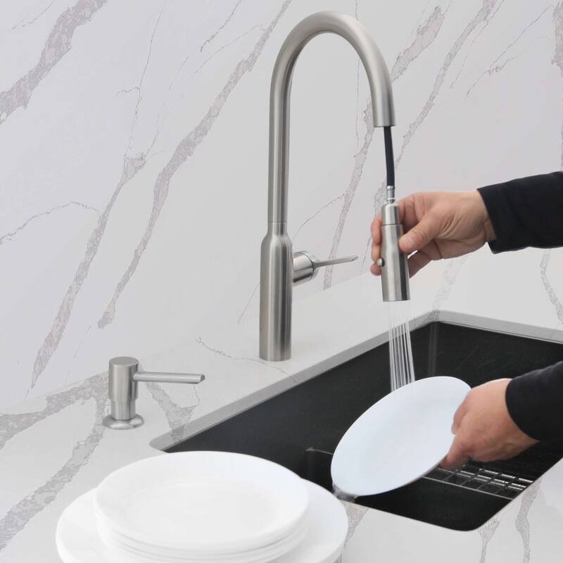 STYLISH Kitchen Sink Faucet Single Handle Pull Down Dual Mode in Stainless Steel