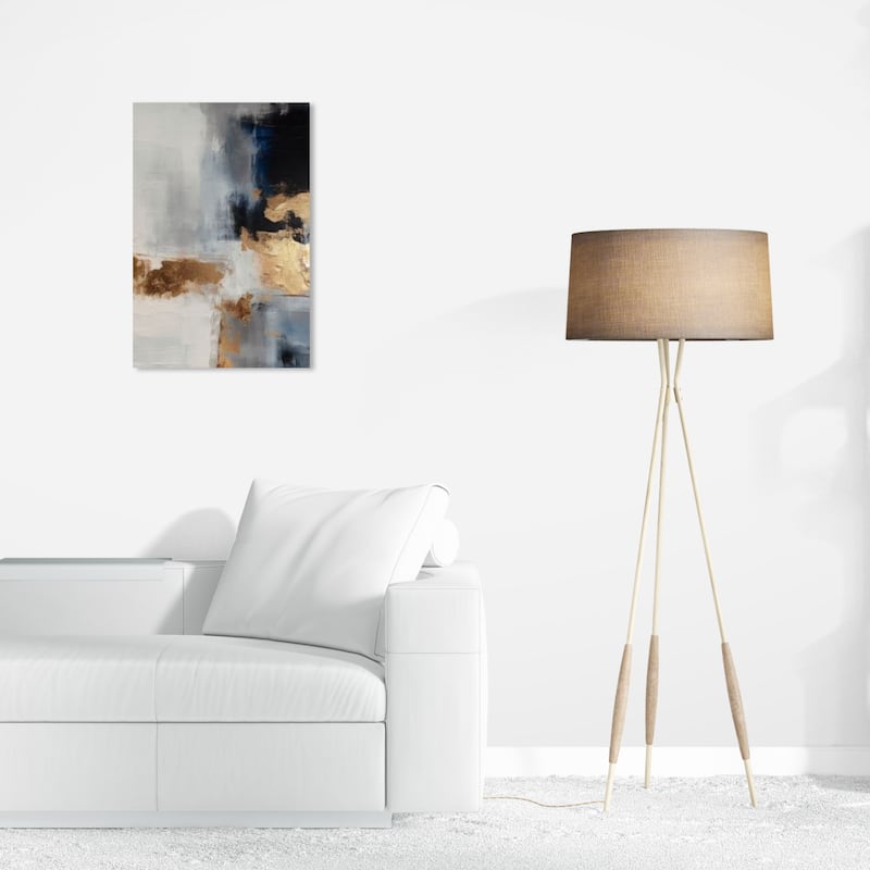 Wynwood Studio Abstract Mist and Gold Gold and Metallic Gold Modern & Contemporary Wall Art Canvas Print - 24 x 16