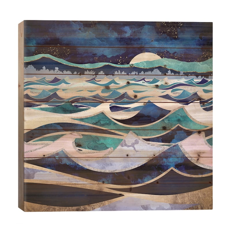 Moonlit Ocean Print On Wood by SpaceFrog Designs - Multi-Color - 26x26x1.5