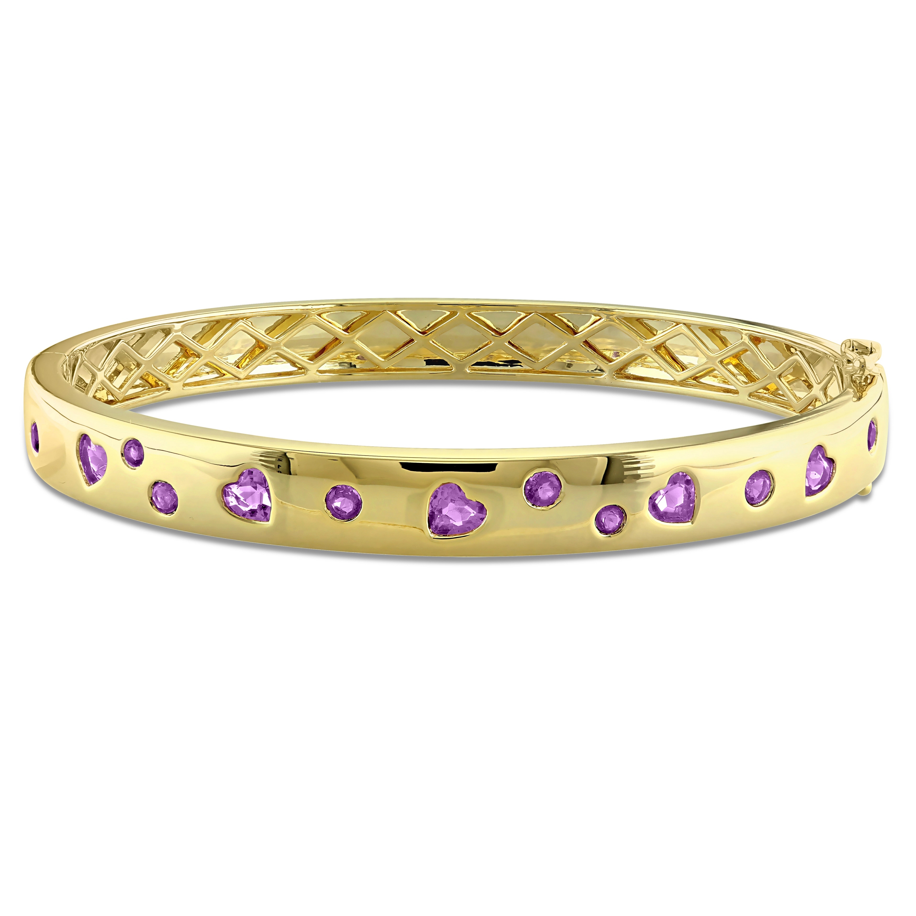 Miadora Amethyst-Africa and Amethyst Bangle in Yellow Plated Sterling Silver