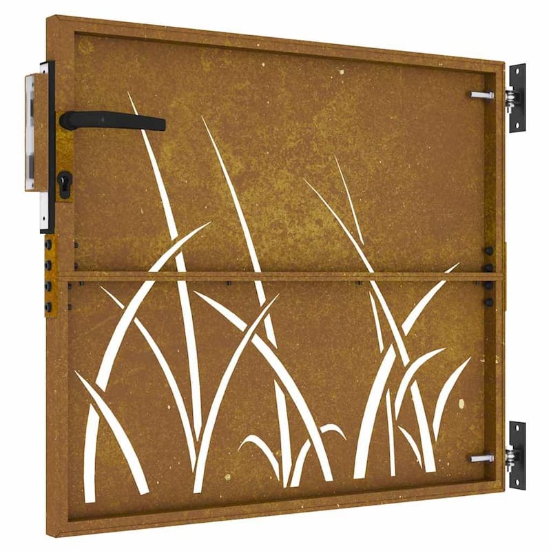 vidaXL Garden Gate Decorative Door Outdoor Fence Corten Steel Grass Design
