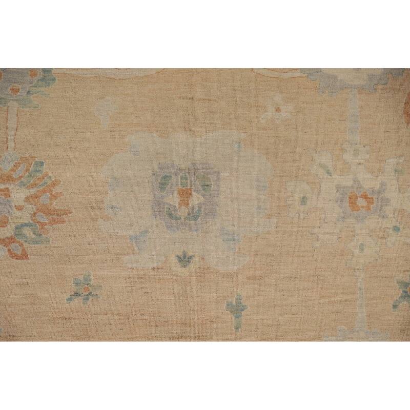 Floral Oushak Turkish Rug Hand-knotted Wool Carpet - 9'2"x 11'9"