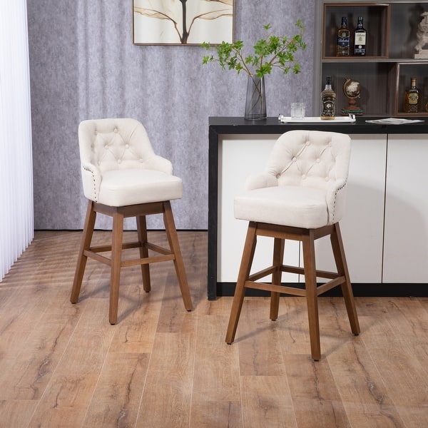 360 Degree Bar Stools Set of Counter Height Chair with Wood Leg