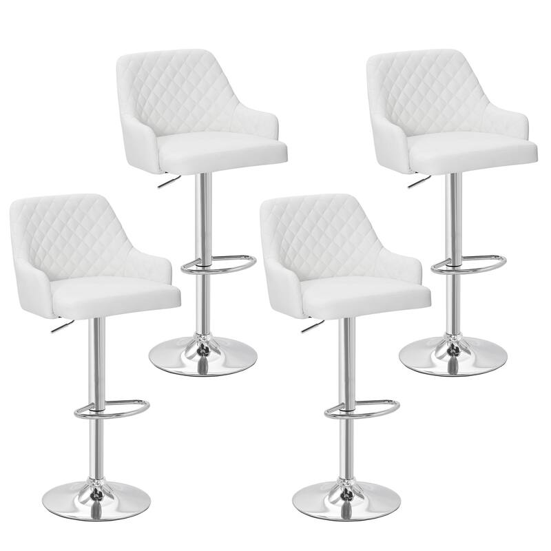 Javlergo 4-Pack Adjustable Bar Stools 24.4" to 32.7" Height Range with Footrest & Diamond Quilted Half-Back Counter Stools Set