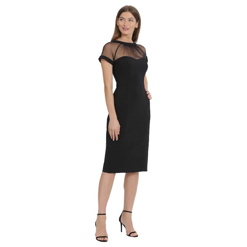 Maggy London Illusion Cap Sleeve Sheath Dress - Black - 2
