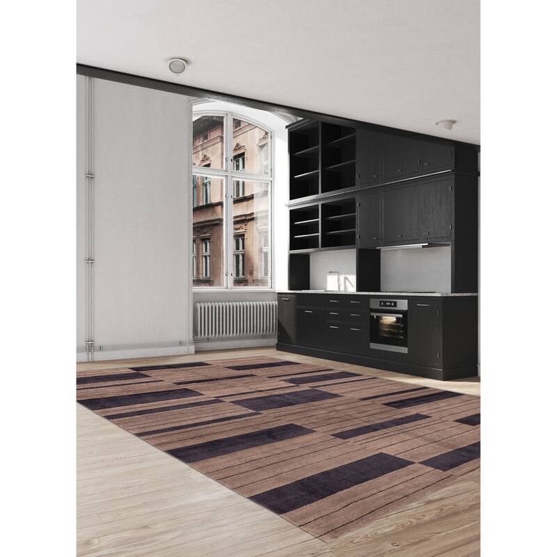 ECARPETGALLERY Hand-knotted Opulence Taupe Wool Rug - 8'0 x 9'6