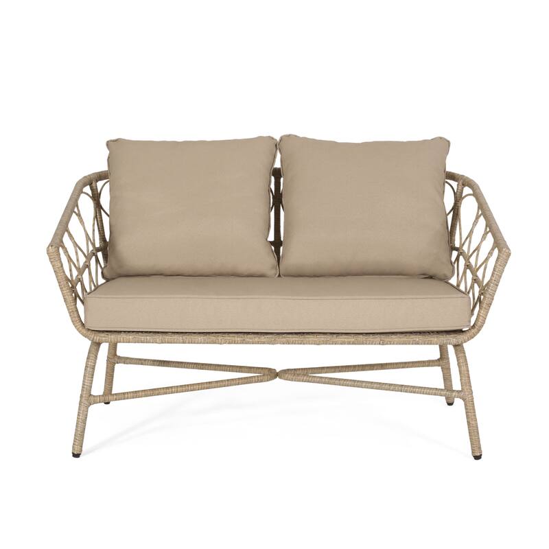 Bruce Outdoor Outdoor Wicker Loveseat and Coffee Table Set by Christopher Knight Home