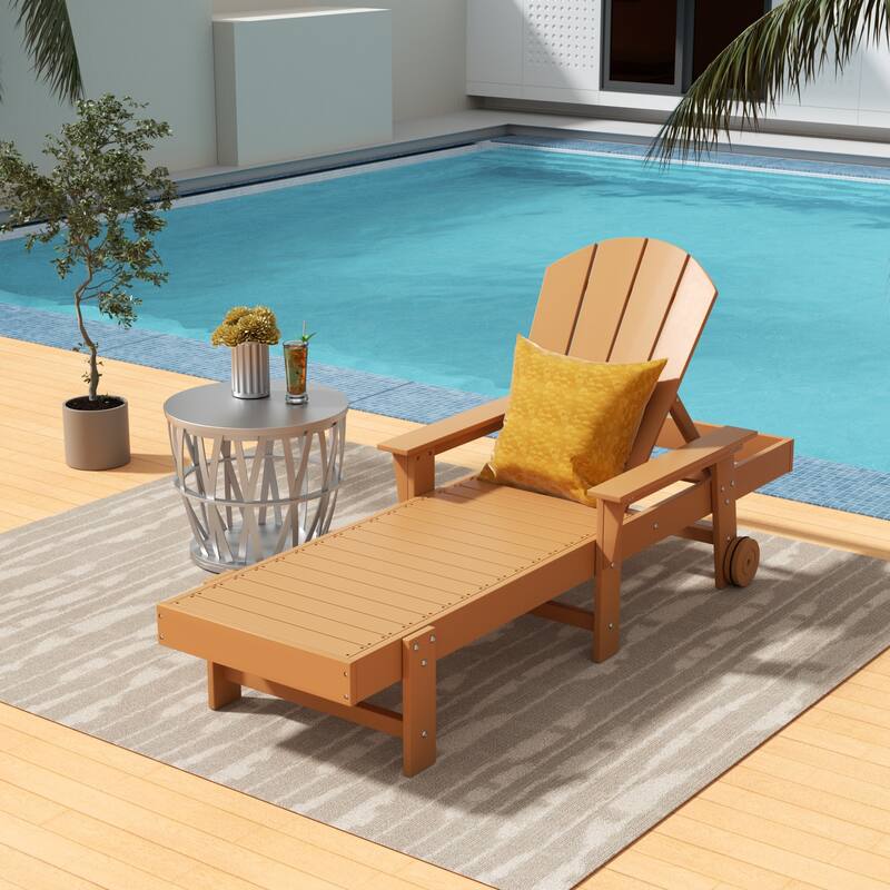 Laguna Hdpe All Weather Outdoor Patio Pool Reclining Chaise Lounge With Arms And Wheels