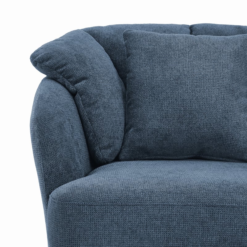 Upholstered Swivel Accent Chair Barrel Armchair Metal Frame with Pillows Living Room Chair