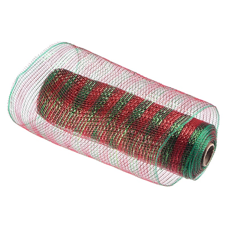 1 Roll PP Burlap Mesh 10" x 10 Yard Tinsel Foil Stripe Wrapping Ribbon