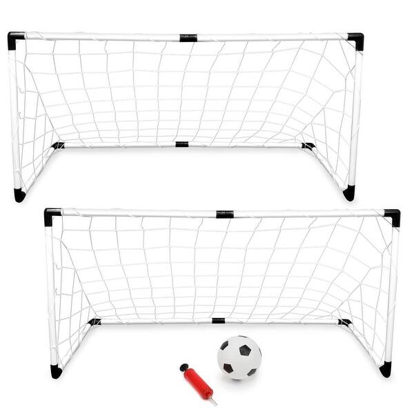 slide 2 of 6, Set of Two Youth Soccer Goals with Soccer Ball and Pump - 47.5" x 22.5" x 25"